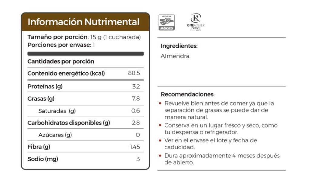 Sachet 15g de Crema de Almendra IN